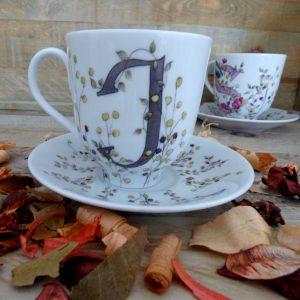 grande tasse mug porcelaine - petit déjeuner - décr initiales